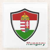 ハンガリー国旗の紋章 ガラスコースター (正面)