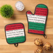 ハンガリー国旗の色（都市あり） 鍋つかみ&鍋敷きセット (トップダウン)