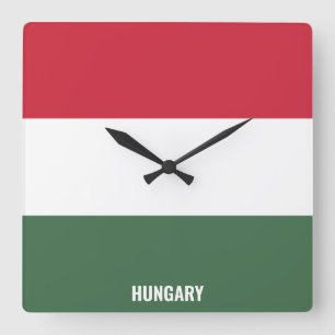 ハンガリー国旗の輝く愛国心 スクエア壁時計