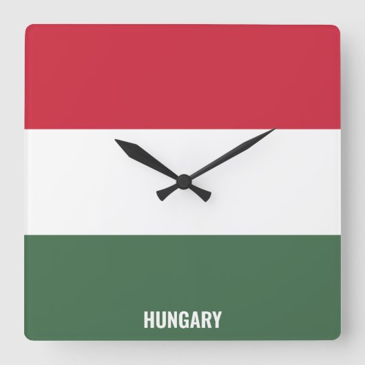 ハンガリー国旗の輝く愛国心 スクエア壁時計 (正面)