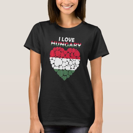 ハンガリー国旗をハンガリー誇りを持ったのものにするのが大好き Tシャツ (正面)