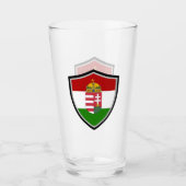 ハンガリー国旗を掲げた武器 タンブラーグラス (正面)