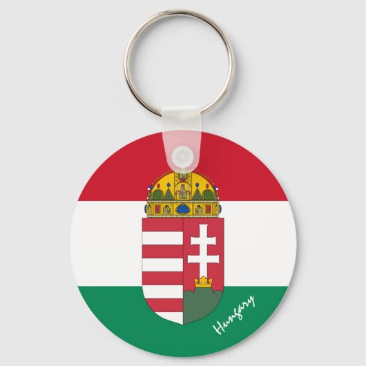ハンガリー国旗、エンブレム&ハンガリーの休日/スポーツ キーホルダー (正面)