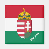 ハンガリー国旗、エンブレム&ハンガリーの休日/スポーツ マグネット (正面)