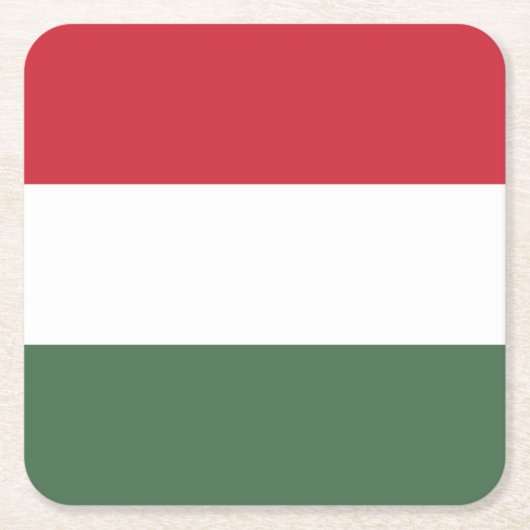 ハンガリー国旗 スクエアペーパーコースター (正面)