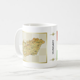 ハンガリー国旗+地図マグカップ コーヒーマグカップ