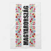 ハンガリー国記号名文字フォークmotif tradit キッチンタオル (縦)