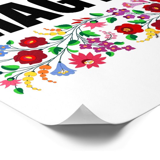 ハンガリー国記号名文字フォークmotif tradit ポスター (角)