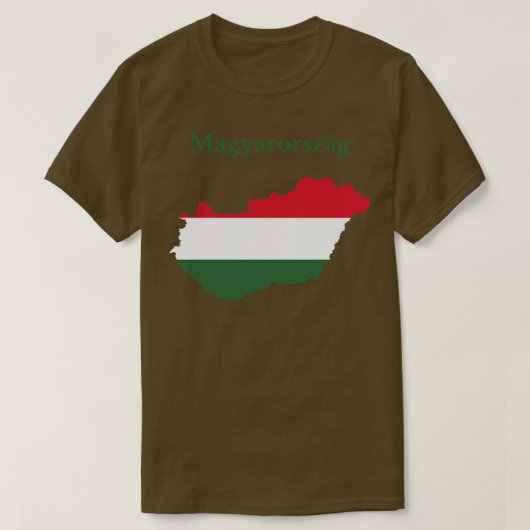 ハンガリー地図フラグデザイン Tシャツ (デザイン正面)