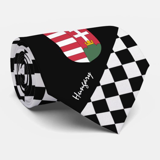 ハンガリー市松模様にタイ国旗のファッション ネクタイ (ロール)