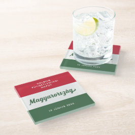 ハンガリー独立日国旗 ガラスコースター
