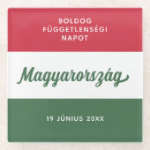 ハンガリー独立日国旗 ガラスコースター (正面)