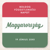 ハンガリー独立日国旗 スクエアペーパーコースター (正面)