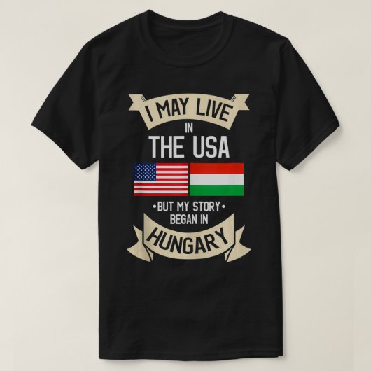 ハンガリー米国国旗USAハンガリーのルーツギフト Tシャツ (デザイン正面)