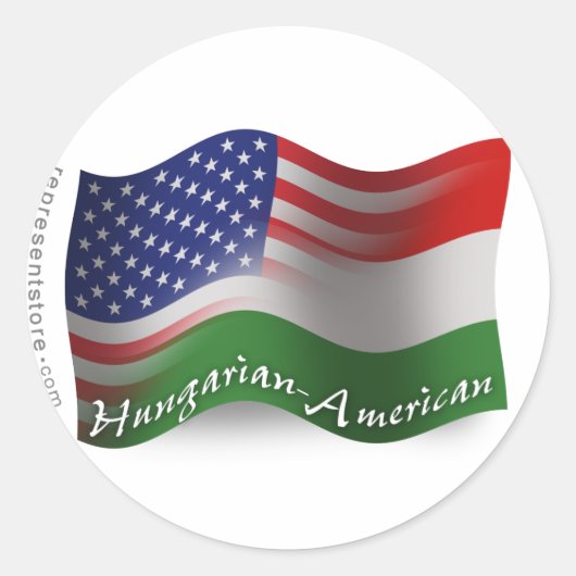 ハンガリー系アメリカ国旗 ラウンドシール (正面)