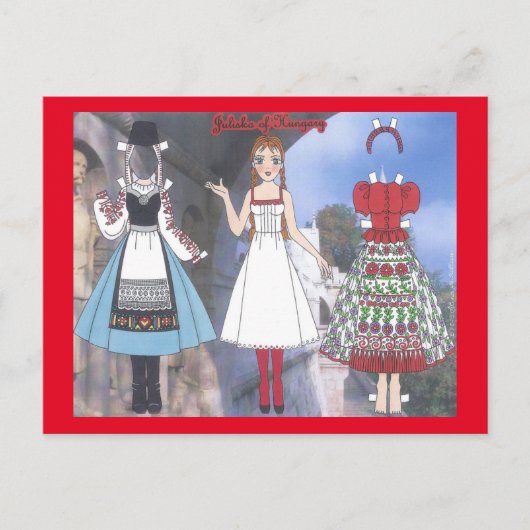 ハンガリー紙人形葉書のジュリスカ ポストカード (正面)