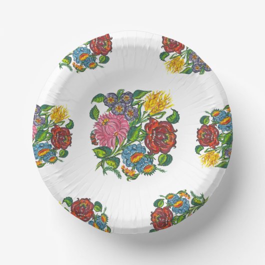 ハンガリー語フローラ – カロサイのモチーフ ペーパーボウル (正面)