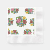 ハンガリー語フローラ – カロサイのモチーフ 縁ありカクテルナプキン (正面)