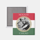 ハンガリー語家族（写真と名前あり） マグネット (正面/裏面)