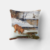 ハンガリー語Vizsla、冬の狩りアヒル クッション (裏面)