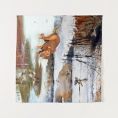 ハンガリー語Vizsla、冬の狩りアヒル タペストリー (正面(横))