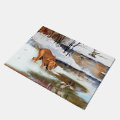 ハンガリー語Vizsla、冬の狩りアヒル ドアマット (アングル)