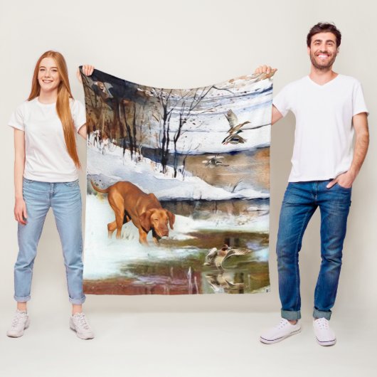 ハンガリー語Vizsla、冬の狩りアヒル フリースブランケット (インサイチュ)