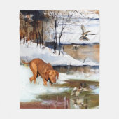 ハンガリー語Vizsla、冬の狩りアヒル フリースブランケット (正面)