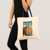 ハンガリー議会堂イラスト旅行アートヴィンテージ トートバッグ (正面(商品))