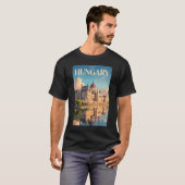 ハンガリー議会堂イラスト旅行アートヴィンテージ Tシャツ (正面フル)