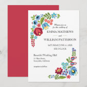 ハンガリー赤いバラの結婚式招待状 招待状 (正面/裏面)