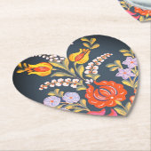 ハンガリー鮮やかの花のハート型 ペーパーコースター (アングル)