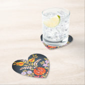 ハンガリー鮮やかの花のハート型 ペーパーコースター (インサイチュ)