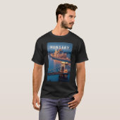 ハンガリー イラスト 旅行 アート ヴィンテージ Tシャツ (正面フル)