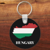 ハンガリー、シルエットと国旗、 キーホルダー (正面)