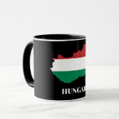 ハンガリー、シルエットと国旗、 マグカップ (正面左)