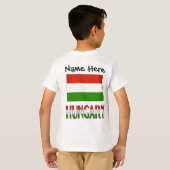ハンガリー ハンガリー国旗 黒 個人名入れ Tシャツ (裏面フル)
