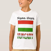 ハンガリー ハンガリー国旗 黒 個人名入れ Tシャツ (正面)