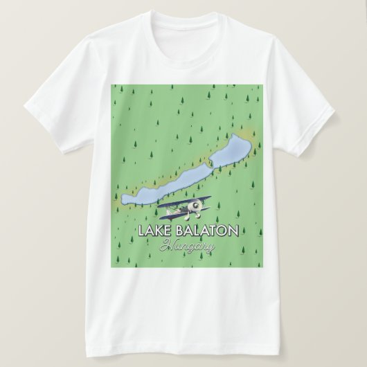 ハンガリー バラトン湖の地図 Tシャツ (デザイン正面)