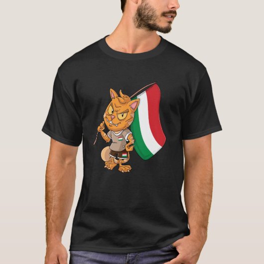 ハンガリー ファン 猫 Tシャツ (正面)