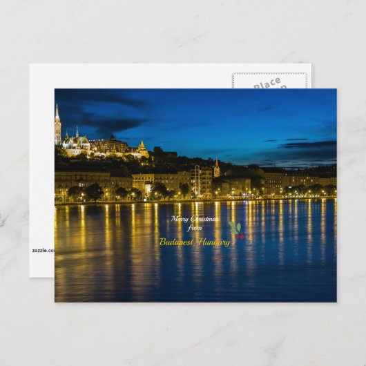 ハンガリー，ブダペストからメリークリスマス シーズンポストカード (正面/裏面)