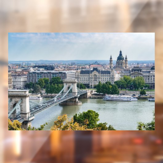 ハンガリー,ブダペストのチェーンブリッジの空中表示 ウィンドウサイン (シート2)