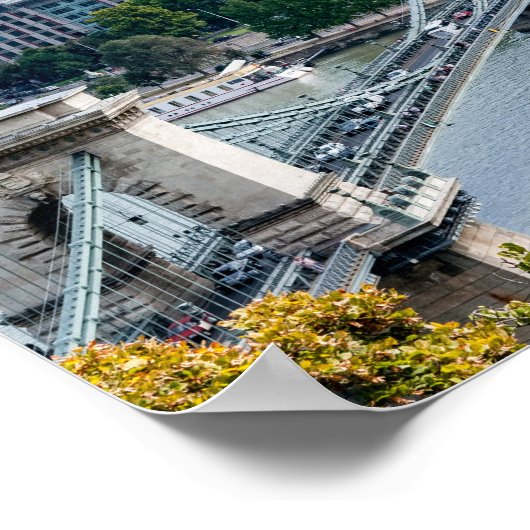 ハンガリー,ブダペストのチェーンブリッジの空中表示 ポスター (角)