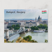 ハンガリー，ブダペストのチェーンブリッジの空中表示 ポストカード (正面)