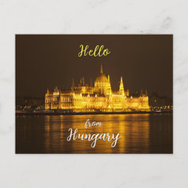 ハンガリー，ブダペストの夜の議会 ポストカード