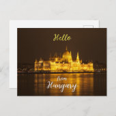 ハンガリー，ブダペストの夜の議会 ポストカード (正面/裏面)