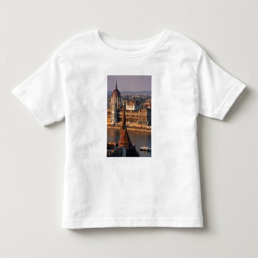 ハンガリー ブダペスト ドナウ川 議会 トドラーTシャツ (正面)