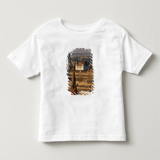 ハンガリー ブダペスト ドナウ川 議会 トドラーTシャツ (正面)