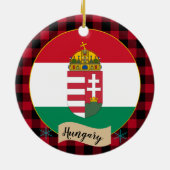 ハンガリー、レッドバッファロープレイド&ハンガリー国旗 セラミックオーナメント (裏面)
