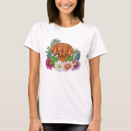 ハンガリー・ヴィスラの頭とカラフルな夏の花々 Tシャツ